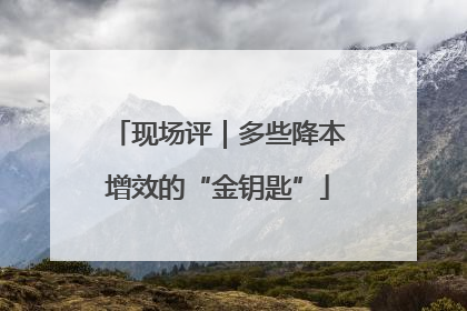 现场评｜多些降本增效的“金钥匙”