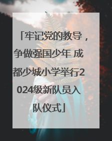 牢记党的教导，争做强国少年 成都少城小学举行2024级新队员入队仪式