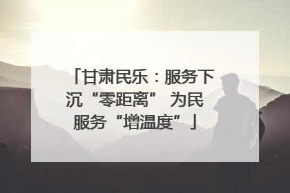 甘肃民乐：服务下沉“零距离” 为民服务“增温度”