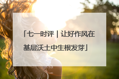 七一时评｜让好作风在基层沃土中生根发芽