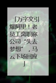 万字文引爆阿里！老员工离职称公司“失去梦想”，马云下场回应