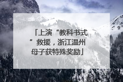 上演“教科书式”救援，浙江温州母子获特殊奖励