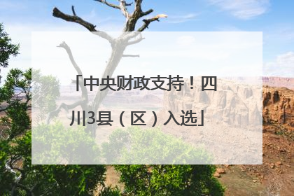 中央财政支持！四川3县（区）入选