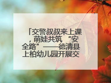 交警叔叔来上课，萌娃共筑 “安全路”——德清县上柏幼儿园开展交通安全课