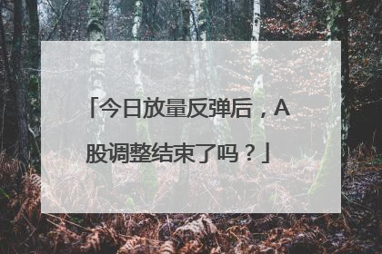 今日放量反弹后，A股调整结束了吗？