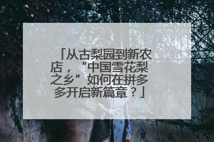 从古梨园到新农店，“中国雪花梨之乡”如何在拼多多开启新篇章？