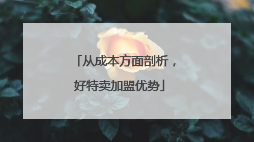 从成本方面剖析，好特卖加盟优势