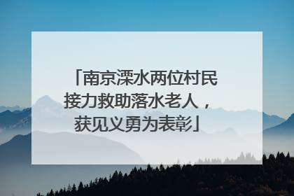 南京溧水两位村民接力救助落水老人，获见义勇为表彰