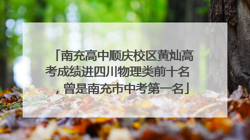 南充高中顺庆校区黄灿高考成绩进四川物理类前十名，曾是南充市中考第一名