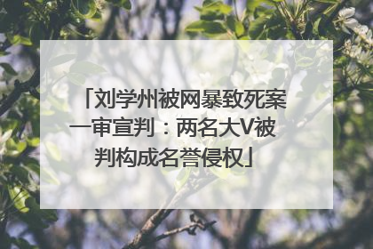 刘学州被网暴致死案一审宣判：两名大V被判构成名誉侵权