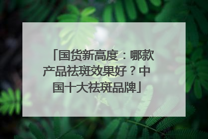 国货新高度：哪款产品祛斑效果好？中国十大祛斑品牌