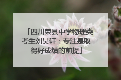 四川荣县中学物理类考生刘昊轩：专注是取得好成绩的前提