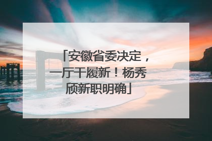 安徽省委决定，一厅干履新！杨秀颀新职明确