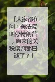 大家都在问：美法院叫停特朗普，原来的关税谈判都白谈了？