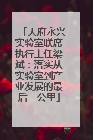 天府永兴实验室联席执行主任梁斌：落实从实验室到产业发展的最后一公里