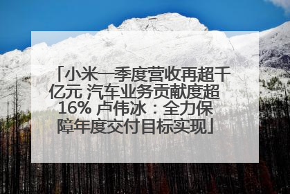 小米一季度营收再超千亿元 汽车业务贡献度超16% 卢伟冰：全力保障年度交付目标实现