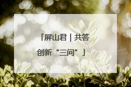 屏山君｜共答创新“三问”