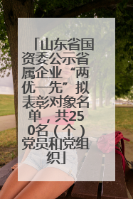山东省国资委公示省属企业“两优一先”拟表彰对象名单，共250名（个）党员和党组织