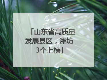 山东省高质量发展县区，潍坊3个上榜