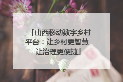 山西移动数字乡村平台：让乡村更智慧 让治理更便捷