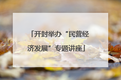 开封举办“民营经济发展”专题讲座