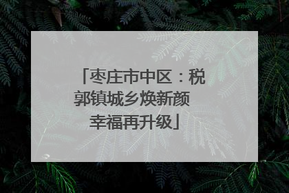 枣庄市中区：税郭镇城乡焕新颜 幸福再升级