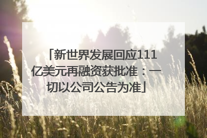 新世界发展回应111亿美元再融资获批准：一切以公司公告为准