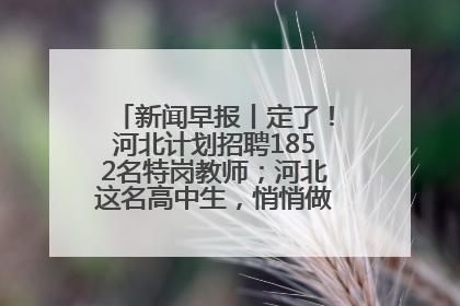 新闻早报丨定了！河北计划招聘1852名特岗教师；河北这名高中生，悄悄做了件超酷的事>>