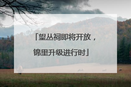 望丛祠即将开放，锦里升级进行时