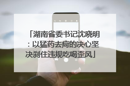 湖南省委书记沈晓明：以猛药去疴的决心坚决刹住违规吃喝歪风