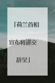荷兰首相宣布将递交辞呈