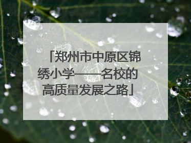 郑州市中原区锦绣小学——名校的高质量发展之路