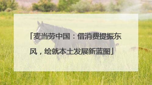 麦当劳中国：借消费提振东风，绘就本土发展新蓝图