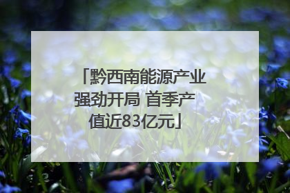 黔西南能源产业强劲开局 首季产值近83亿元